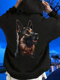 Men's Hoodie Under Night Sky Realistic Portrait Of German Shepherd Dog