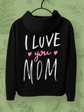 Women's Hoodie I Love You With Three Pink Hearts Mom