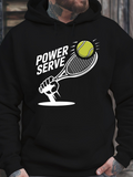 Men's Hoodie Power Serve Dynamic Motion With Tennis Racket Hand And Flying Tennis Ball