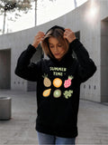 Women's Hoodie Summer Time Juicy Fresh Fruit Pattern With Pineapple And Watermelon Fruit