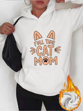 Women's Hoodie Full Time Cat Mom With Playful Whisker Markings And Feline Ear Design Hoodie