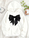 Women's Hoodie Sparkling Star Pattern With Elegant Large Bow