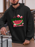 Men's Hoodie Sweet Summer Ice Cubes With Slices Surrounding Juicy Watermelon