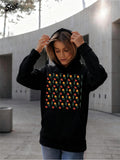Women's Hoodie Colorful Repeating Pattern With Playful Geometric Droplets Featuring Black Hoodie