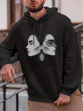 Men's Hoodie Abstract Art Faces With Monochrome Creative Geometric Shadows Portrait