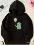 Men's Hoodie Quirky Cactus Holding Balloon With Playful Expression Hoodie