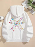 Men's Hoodie Colorful Gemstones With Multicolored Patterned Sparkling Ribbon Bow