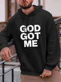 Men's Hoodie God Got Me Bold Statement Typography On Black Hoodie