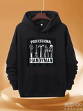 Men's Hoodie Professional Handyman Everyday Tools Within Monochrome Framed Background Hoodie