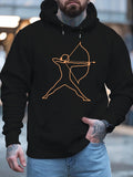 Men's Hoodie Minimalist Orange Outline With Strong Archer Drawing