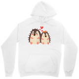 Men's Hoodie Cute Cartoon Hedgehogs Facing Each Other With Red Hearts Hedgehog