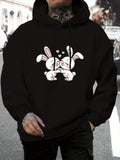 Men's Hoodie Adorable Cartoon Bunnies Sharing Affection Surrounded By Floating Pink Hearts Rabbit