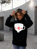 Women's Hoodie Cozy Morning With Pink Blossoms On Ceramic Tea Cup