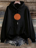 Women's Hoodie Minimal Orange Circle With Vertical Dots Under Cosmic Sun