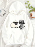 Women's Hoodie I Just Really Like Sheep Ok Fluffy Sheep Illustration Surrounded By Playful Minimalist Style Sheep