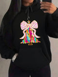 Women's Hoodie Colorful Layered Ribbons With Polka Dot Bow Angel