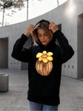 Women's Hoodie Botanical Glow With Radiant Petals Around Wooden Textured Pod Flower