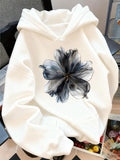 Women's Hoodie Dreamlike Wash Ink Petals With Soft Shadows Surrounding Flower