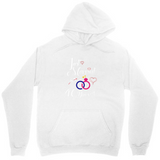 Men's Hoodie Interlocking Rings Surrounded By Pink Hearts On White Hoodie