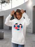 Women's Hoodie Heartwarming Cartoon Smiling Couple Surrounded By Blue Hearts