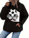 Women's Hoodie Bold Hands Holding Classic Soccer Ball Graphic Hoodie
