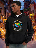 Men's Hoodie Teach Love Inspire Colorful Heart With Puzzle Pattern Motif Hoodie