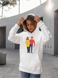 Women's Hoodie Casual Urban Lovers Strolling Among Autumn Leaves Couple