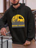 Men's Hoodie Witch Please Full Moon With Haunted Trees Bats And Flying Witch