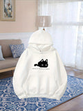 Women's Hoodie Simple House Graphic With Black Accent And Minimalist Text House