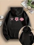 Women's Hoodie Soft Pink Floral Starfish Under Gentle Ocean Breeze Seashell
