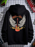 Men's Hoodie Rock N Roll Freedom Highway With Guitar Wings Electric Vibes