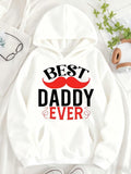 Women's Hoodie Best Daddy Ever With Playful Red Mustache And Decorative Swirl Hoodie