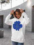 Women's Hoodie Vivid Blue Petals In Layered Arrangement Under Bright Natural Light Flower