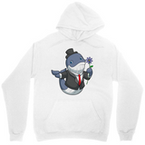 Men's Hoodie Cartoon Whale Wearing Suit And Holding Purple Flower Whale