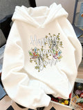 Women's Hoodie Happy New Year Whimsical Festive Blossoms Among Dancing Fireworks Flowers