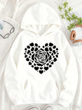 Women's Hoodie Clustered Heart Shaped Rose Surrounded By Small Petals And Soft Edges Hoodie