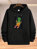 Men's Hoodie Casual Pineapple With Sunglasses Sneakers Swinging Under Clouds