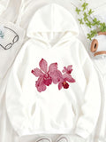 Women's Hoodie Delicate Pink Orchid Blossoms Under Soft White Light Flower