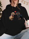 Women's Hoodie Romantic Scene With Two Dachshunds Surrounded By A Red Heart