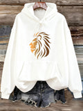 Women's Hoodie Golden Highlight Graphic With Bold Lines Surrounded By White Cotton Lion