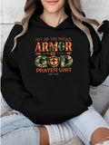 Women's Hoodie Put On The Whole Armor Of God Prayer Unit Text Under Camouflage Design