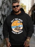 Men's Hoodie Cartoon Frog With Blue Umbrella Relaxing On Sandy Beach
