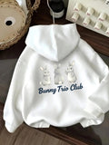 Women's Hoodie Bunny Trio Club Playful Pastel Rabbits Among Gentle Spring Breeze Bunny