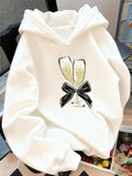 Women's Hoodie Elegant Celebration With Ribbon Bow And Sparkling Champagne Glasses