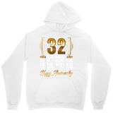 Men's Hoodie Happy Anniversary With Golden Sparkling Decorative Number 32 Hoodie