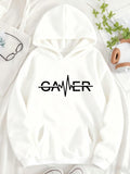 Women's Hoodie Heartbeat Line Graphic With Minimal Urban Style Text Gamer