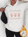 Women's Hoodie Abstract Lines And Colorful Marked Palm Handprints Hoodie