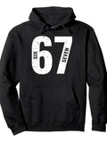 Men's Hoodie Sixty Seven Bold Distressed Numbers Centered On Black Hoodie