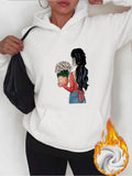Women's Hoodie Woman Holding A Bouquet Among Cozy Warm Atmosphere With Flowing Hair Hoodie