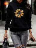 Women's Hoodie Radiant Golden Petals With Artistic Details Centered Sunflower